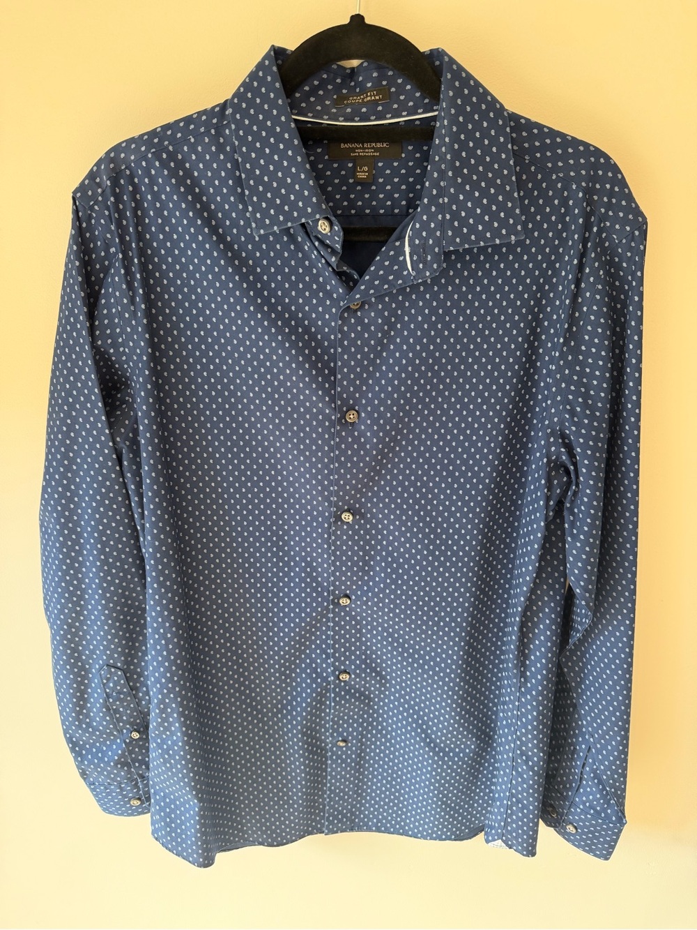 Banana Republic Grant Fit Non-Iron Paisley Shirt Men’s Large Blue